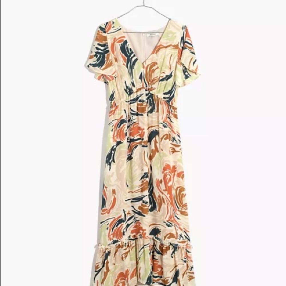 Madewell Flutter Sleeve Ruffle Waist Midi Dress - Picture 4 of 10